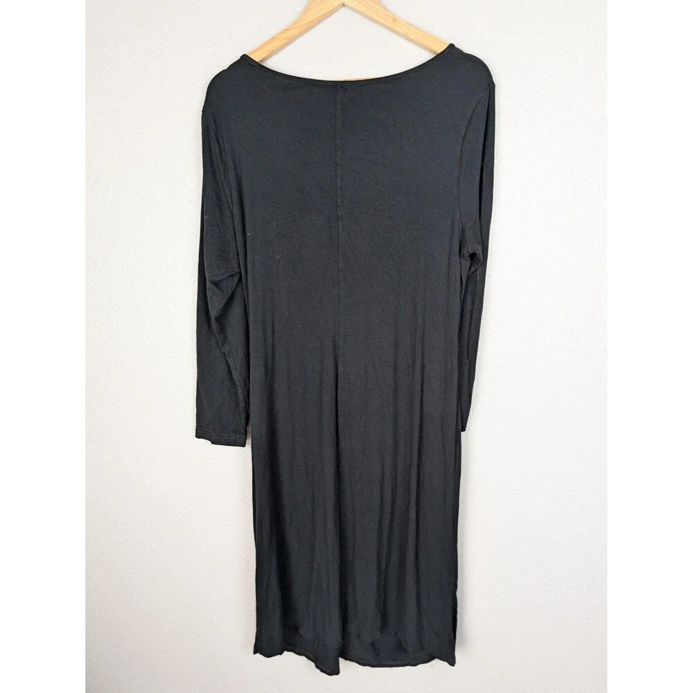 J Jill Wearever Collection‎ Dress Womens Large Black Stretch Drape Knot Midi - Picture 2 of 8